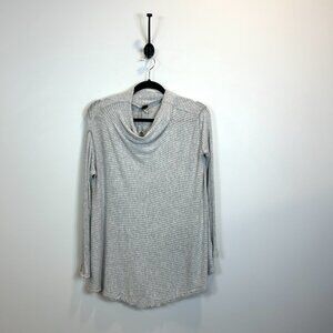 We The Free Tunic Top Sweater Gray Ribbed Raw Hem Open Back Free People Small